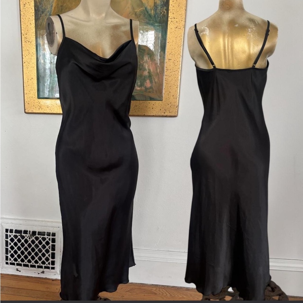 Bebe SATIN COWL NECK SLIP MIDI DRESS - Picture 4 of 14
